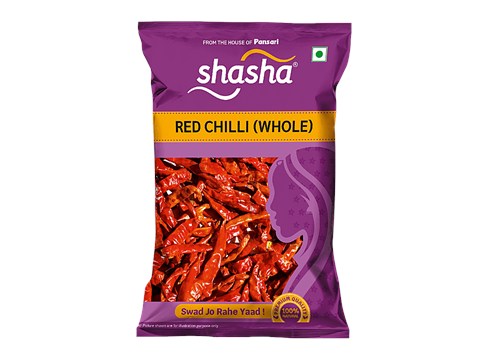 SHASHA Whole Red Chilli -  Premium Quality, All Natural, Kitchen Essential Spice, 100 g