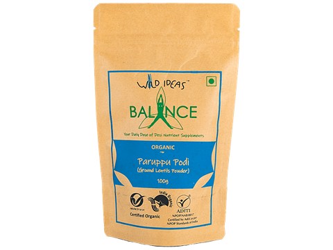 Wild Ideas Balance Paruppu Podi - Organic, Ground Lentils Powder, Condiment For Meals, 100 g