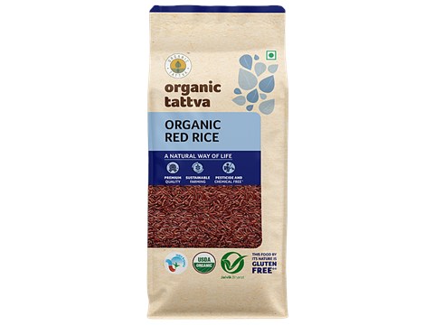 Organic Tattva Organic Red Rice - Rich In Protein, Fibre & Iron, Gluten-Free & No Additives, 1 kg
