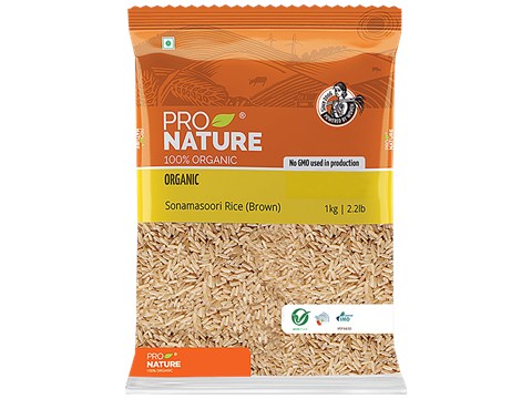 Pro Nature Organic - Brown Sonamasoori Rice/Akki, 1 kg