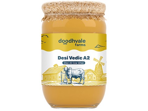 Doodhvale Farms Desi Vedic A2 Cow Ghee, 900 ml
