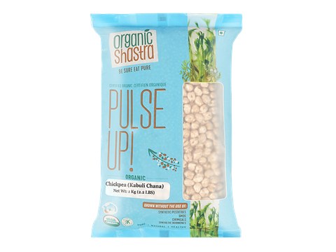 Organic Shastra Chickpea Safed Kabuli Chana, 1 kg
