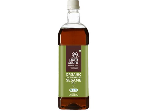 Phalada Pure & Sure Organic Sesame Oil - Cold Pressed, Nutty Flavour, 1 L