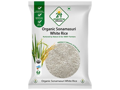 24 Mantra Organic Organic Sonamasuri Raw Rice/Akki - Polished, 1 kg