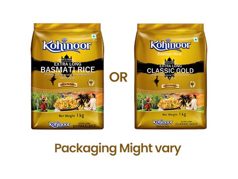 Kohinoor Basmati Rice/Basmati Akki - Extra Long, Gold, 1 kg