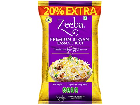 Zeeba Premium Biryani Rice (Cooked length upto 26mm*), 1.2 kg