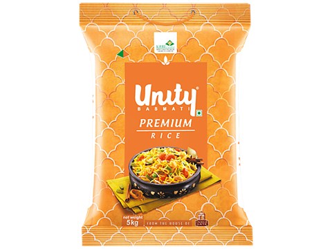 Unity Premium Basmati Rice - Slender Grain & Elongated, Fluffy & Consistent, 5 kg