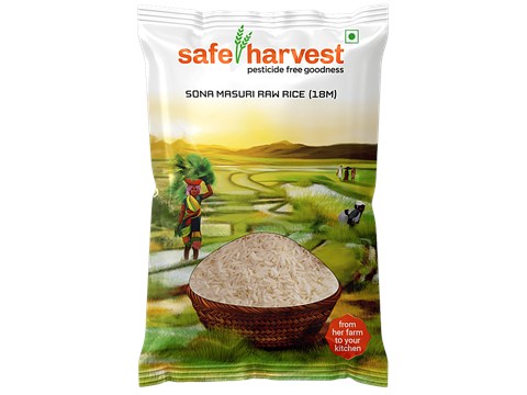 Safe Harvest Sona Masuri Raw Rice/Akki - 18 Months, Pesticide Free, 1 kg