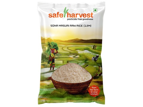 Safe Harvest Sona Masuri Raw Rice/Akki - 12 Months, Pesticide Free, 1 kg