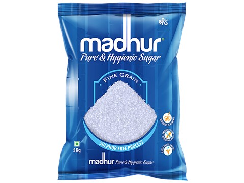 Madhur Sugar - Pure & Hygienic, Fine Grain, Natural, Sulphur Free, 5 kg