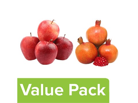 fresho! Apple - Royal Gala, Regular, 4 pcs + Pomegranate, 4 pcs, Combo