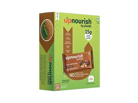 Upnourish by Pluckk Cafe Mocha 15g Plant Protein Bar, 300 g