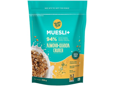 Yoga Bar Muesli - Almond & Quinoa Crunch, Healthy, Rich In Protein, Breakfast Cereal, 400 g