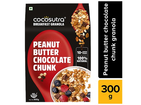 Cocosutra Cereal - Granola, Peanut Butter Chocolate Chunk, Breakfast Cereal With Oats, Nuts, Seeds & Dry Fruits, 300 g