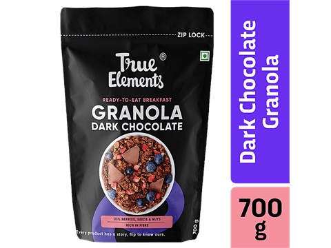 True Elements Dark Chocolate Granola - High Protein & Antioxidant, Ready To Eat Breakfast, 700 g