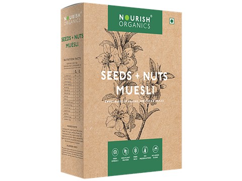 Nourish Organics Muesli - With Seeds & Nuts, Rich In Protein, Fibre & Omega 3, Sugar Free, 300 g