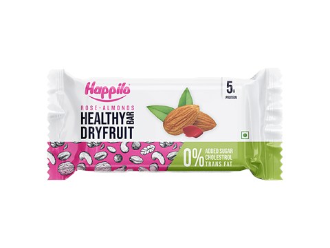 Happilo Rose-Almonds Healthy Dryfruit Bar, 35 g