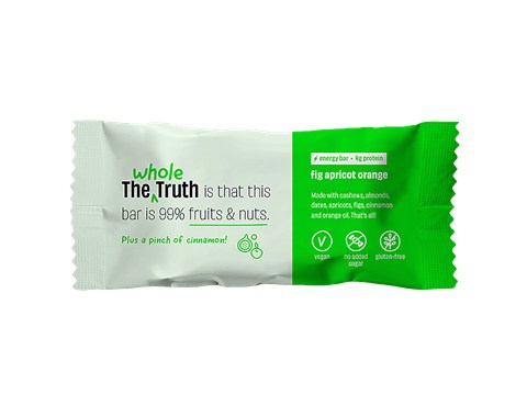 The Whole Truth Vegan Energy Bar - Fig Apricot & Orange, Dairy-Free, No Added Sugar, Natural, 40 g