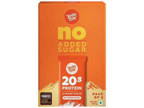 Yoga Bar 20g Protein Bar - Almond Fudge, No Added Sugar, Loaded With Fibre, 70 g