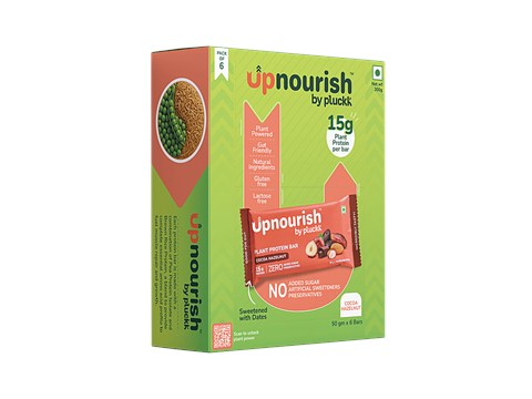 Upnourish by Pluckk Cocoa Hazelnut 15g Plant Protein Bar, 300 g