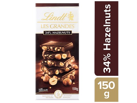 Lindt Les Grandes - Milk Chocolate, 34% Hazelnuts, 150 g