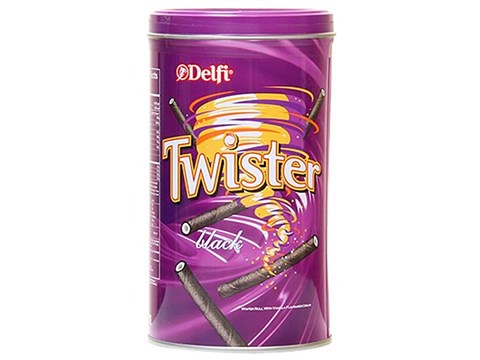 Delfi Wafer Roll - Twister, Black With Vanilla Flavoured Cream, 320 g