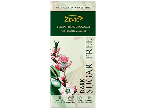 Zevic Premium Stevia Chocolate - Roasted Almonds Dark Sugar Free, 40 g