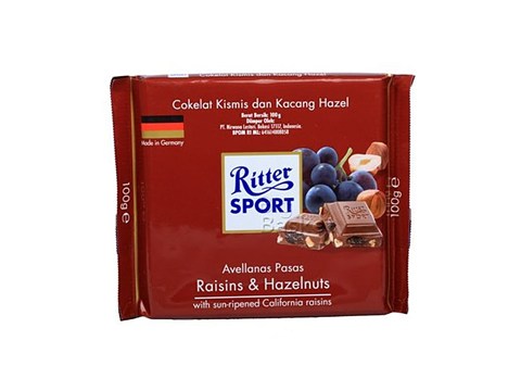 Ritter Sport Milk Chocolate - Raisins & Hazelnuts, 100 g
