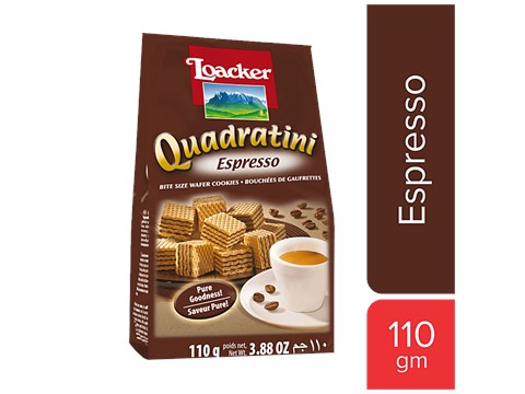 Loacker Quadratini Wafer Cookies - Espresso, 110 g