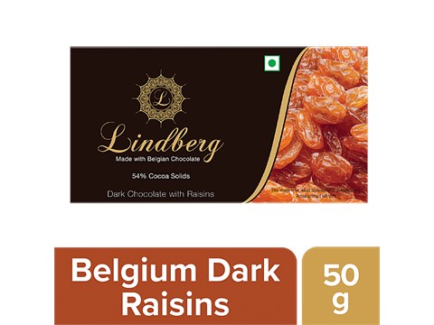 Lindberg Belgian Dark Chocolate - Raisins, 54% Cocoa Solids, 50 g