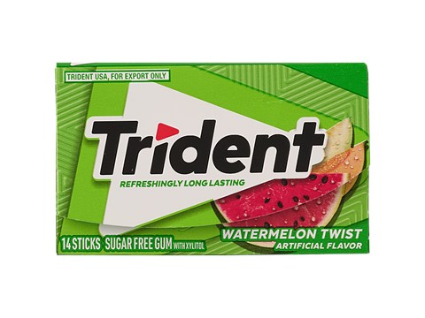 Trident Imported Gum - Sugar Free, Watermelon Twist, 14 pcs