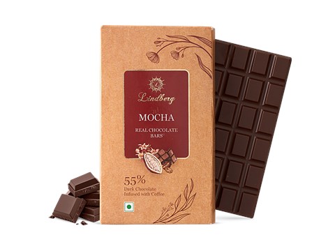 Lindberg Mocha Dark Chocolate Bar -  55% Cocoa, 80 g
