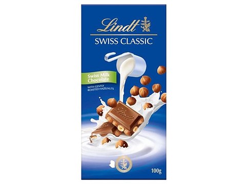 Lindt Swiss Classic Milk Chocolate - Roasted Hazelnuts, 100 g
