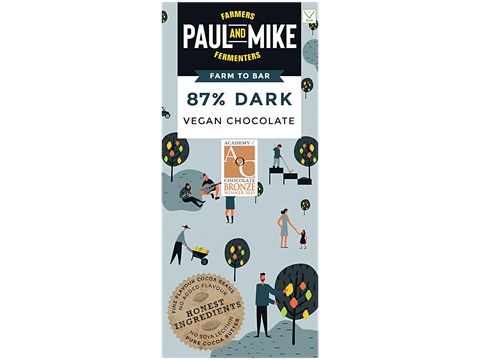 Paul And Mike 87% Dark Vegan Chocolate - No Refined Sugar, Natural, 68 g