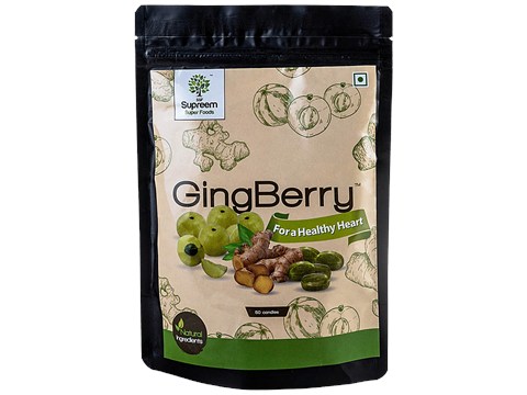 Supreem Super Foods Gingberry - Healthy Heart Candy, Ginger & Amla Extracts, 50 pcs