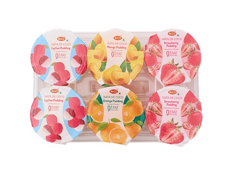 Inaco Nata De Coco Pudding - Lychee, Mango, Strawberry, Orange, 720 g