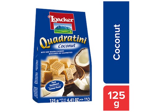 Loacker Quadratini Wafer Cookies - Coconut, 125 g