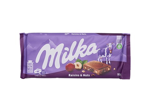 Milka Raisins & Nuts Chocolate, 90 g