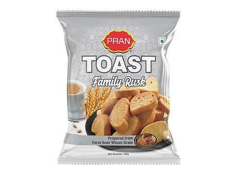 PRAN Toast Family Rusk - Made From Wheat Grain, Crispy & Crunchy, 200 g