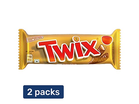 Twix Caramel Chocolate Bar, 2x50 g