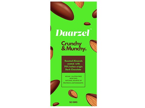 Daarzel Roasted Almonds Coated With 70% Indian Origin Dark Chocolate, 50 g