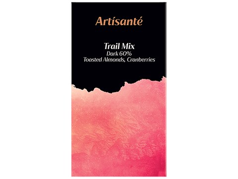 Artisante Dark 60% Chocolate - Trail Mix, Almonds & Cranberries, 60 g