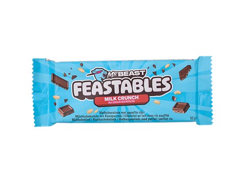 Mr Beast Feastables Milk Crunch Chocolate With Puffed Rice, 60 g