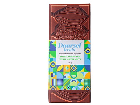 Daarzel Treat Chocolate - Milk Cocoa Bar With Hazelnuts, 50 g