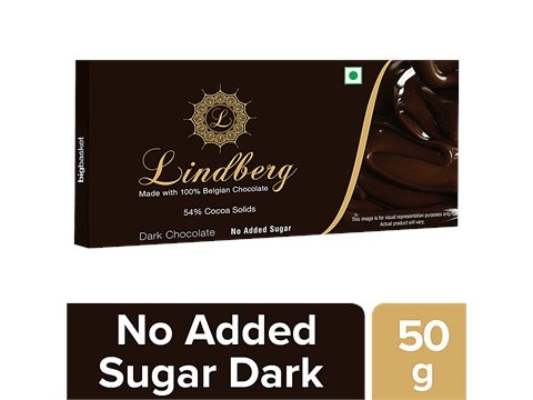 Lindberg Pure Belgian Dark Chocolate - No Added Sugar, 50 g