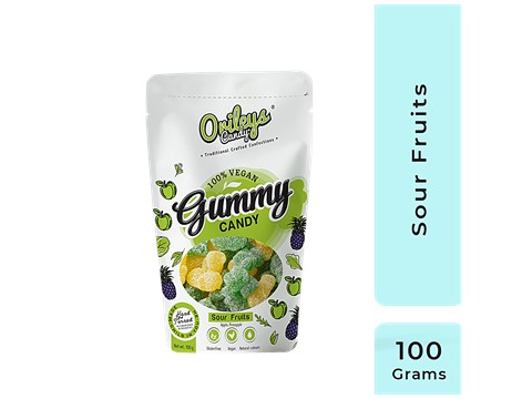 Orileys Candy Gummy Candy - Sour Fruits Flavour, Vegan, Gluten Free, 100 g