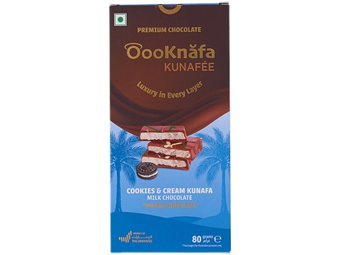 Oooknafa Cookies & Cream Kunafa Milk Chocolate, 80 g