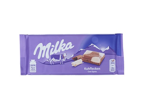 Milka Kuhflecken Alpine Milk Chocolate With White Spots, 100 g