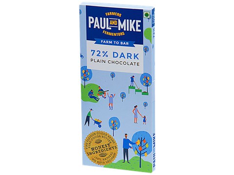 Paul And Mike 72% Plain Dark Chocolate, 68 g