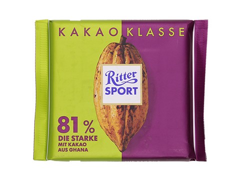 Ritter Sport 81% Strong Dark Chocolate Bar - Rich Flavour, Superior Taste, 100 g